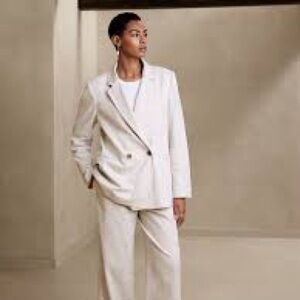 Banana Republic double breasted flax linen blend blazer size 2